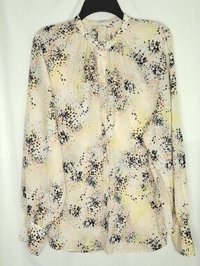 EQUIPMENT FEMME Women's Causette Silk Abstract Print Long Sleeve Blouse LARGE